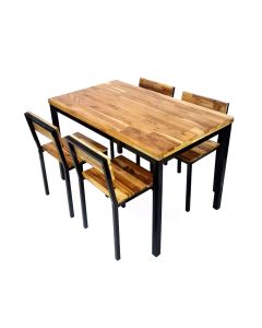 Conjunto Mesa Industrial Tavolo 1,20m com 4 Cadeiras Industrial Amadeirado